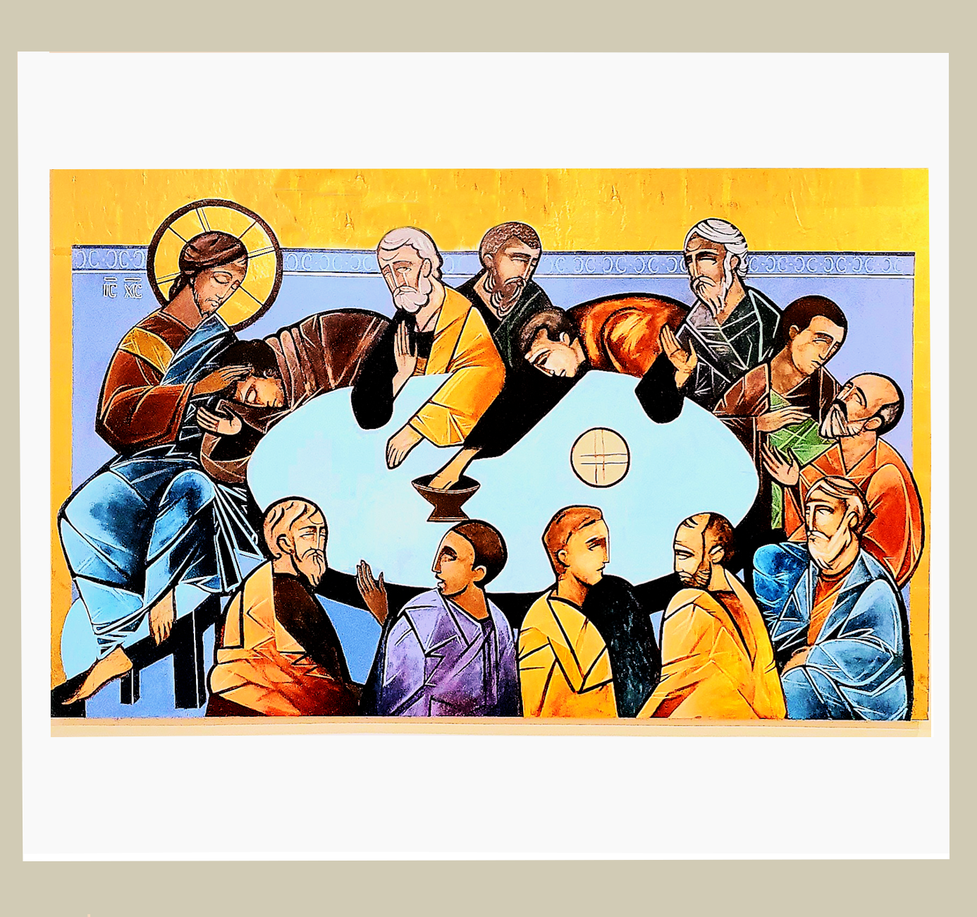 Icono que representa la ultima cena y la institucion de la Eucaristia