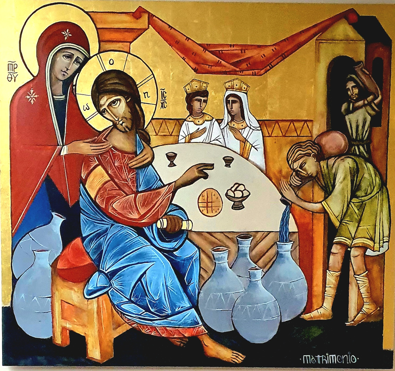 Icono que representa el milagro de las bodas de Caná